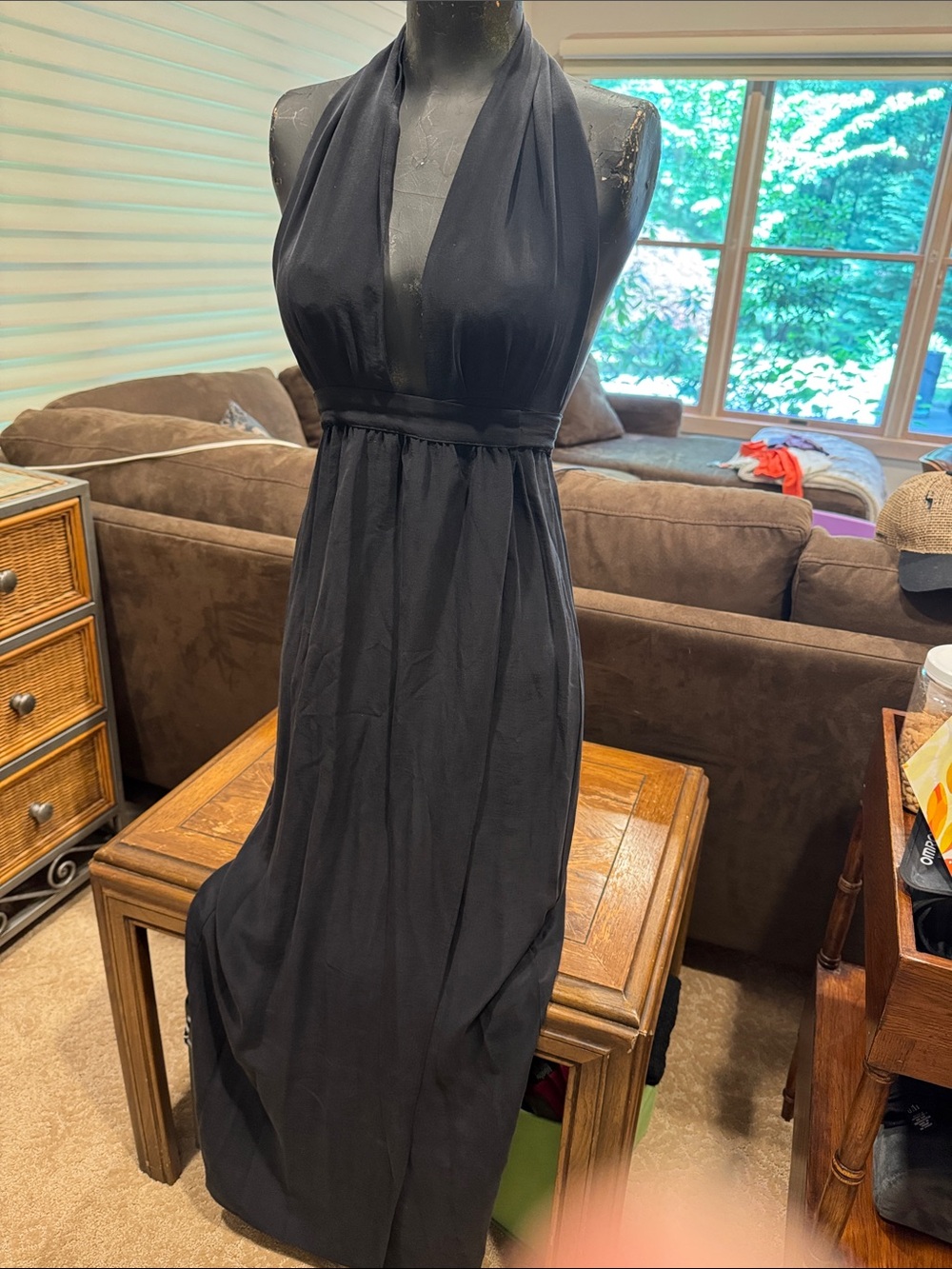 Reformation Black Halter Neck Maxi Dress